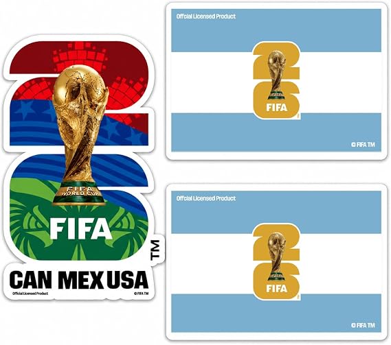 FIFA World Cup 2026 Official Licensed Argentina Car Decal Pack 3PCS Waterproof Vinyl Soccer Stickers for Car Windows, Laptop & Luggage,Great Gift for Soccer Fans