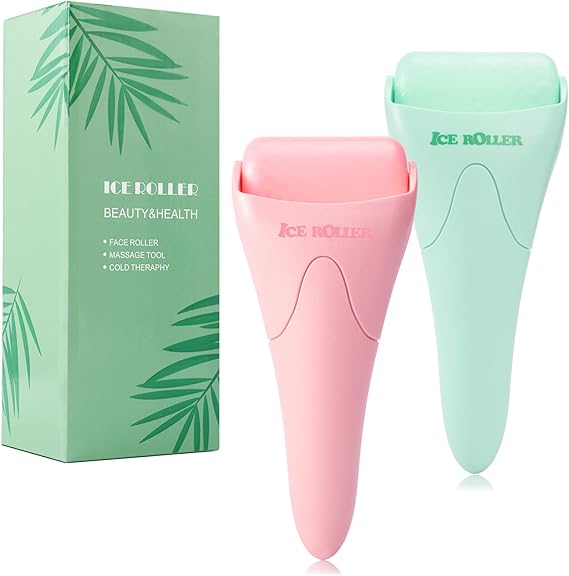 2 PACK Ice Roller لتدليك الوجه والجسم ، أداة العناية بالبشرة بلف الوجه لتقليل التجاعيد والانتفاخ ، تخفيف آلام الصداع النصفي وتشديد البشرة ، العلاج البارد للتبريد والتهدئة.