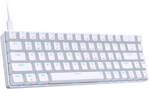 DIERYA T68se 60٪ لوحة مفاتيح ميكانيكية للألعاب ، مفتاح Ultra Compact Mini 68 مع لوحة مفاتيح سلكية بمفاتيح حمراء ، مفاتيح مضادة للاستضافة ، لأجهزة الكمبيوتر المحمولة التي تعمل بنظام Windows و PC Gamers ، White   