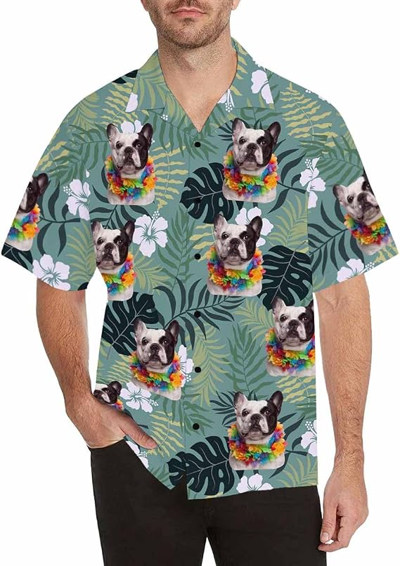 Custom Face Hawaiian Shirt for Men with Tropical Floral Print Personalized Family Photos On Aloha Shirts Funny Gift