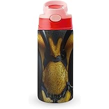 Pop-top Water Bottle with Handle, 304 Stainless Steel Vacuum Insulated, Leak-Proof for Sports And Travel Black Wasp Face