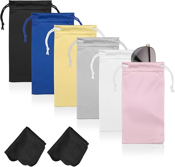 Hoiny 6 Pcs نظارات ستوكات النظارات الشمسية الحقيبة مع 2 تنظيف القماش، لينة الرباط حقيبة تخزين للهاتف، حالة النظارات
