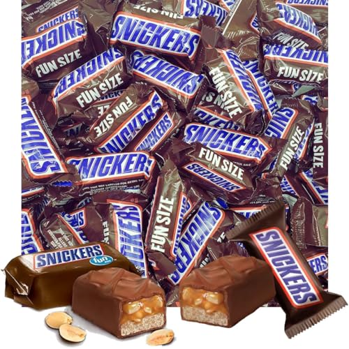 SnickerFun الأحجام الشوكولاته الكراميل حلوى القضبان - الحلوى ملفوفة بشكل فردي مع الفول السوداني المحمص، نوجا، الكراميل، والحليب الشوكولاته 3 جنيه