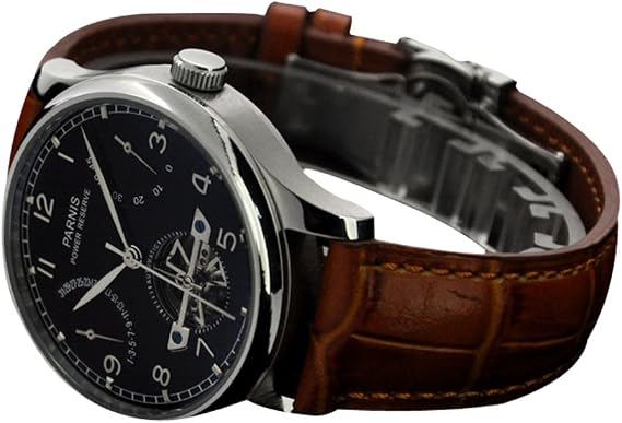 Whatswatch Parnis Luxury Black Power Reserve Chronometer 43mm Mens Publishant Date PA-01127