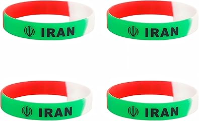 4 Pack Iran Flag Silicone Wristband bracelets - Patriotic Supporter Gear for National Day, Iran Independence Day, Outdoor Sports, Football, Basketball, Volleyball Fans