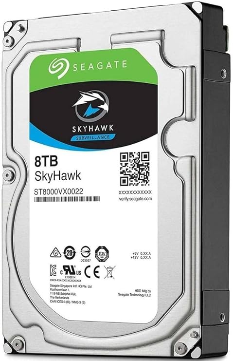 Seagate SkyHawk 8TB Surveillance محرك الأقراص الصلبة الداخلي HDD 3.5 بوصة SATA 6Gb / s 256MB Cache لنظام كاميرا الأمان DVR NVR مع إدارة صحة القيادة (ST8000VX0022)