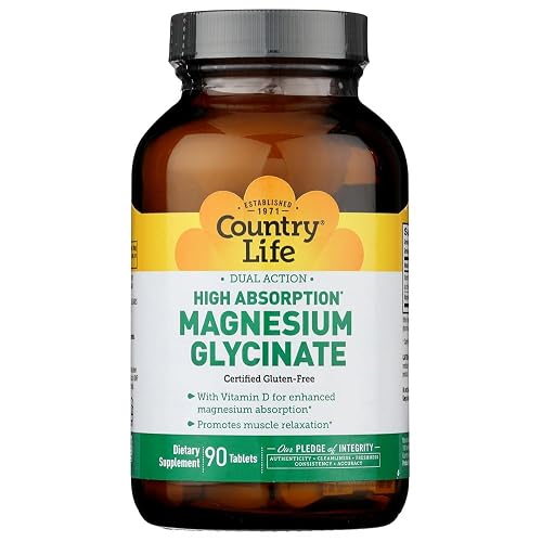 Country Life High Absorption Dual Action Magnesium Glycinate, 90 Tablets