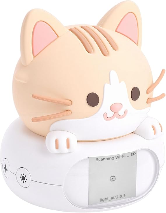 AMONIDA AI Desk Robot Companion, Cute Night Light, Smart Learning Chat Robot with Voice Commands, Ideal for Kids Bedside (Cat)