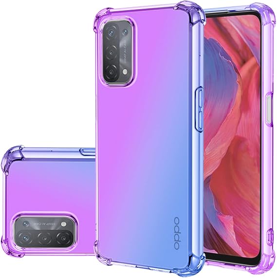 قضية Oppo A54 5G / Oppo A74 5G / Oppo A93 5G Case، CPH2195 OPG02 Cute Case Girls Women, غطاء هاتف TPU ناعم مقاوم للخدش مقاوم للصدمات لـ Oppo A54 5G ( أرجواني / أزرق )   