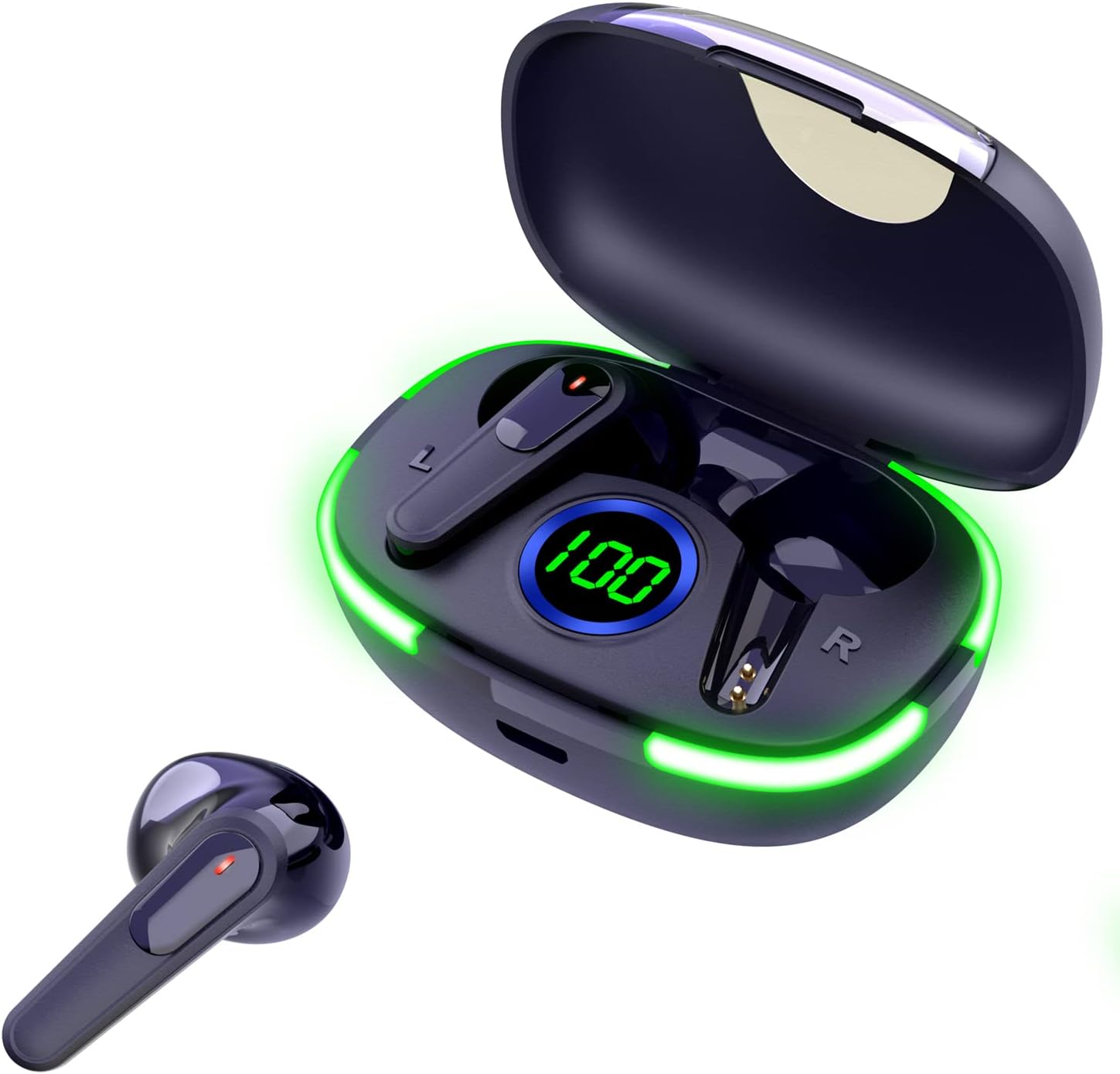 Liladuo Bluetooth Earbuds, Wireless Headphones for Apple &amp; Android IPX4 Waterproof Built-in Microphone, Bluetooth 5.1 Stereo Earphone with LED Power Display Touch Control