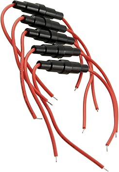 A11101300ux0008 Uxcell 5 x 20 mm AGC Fuse Holder Inline Screw Type W 22 AWG Wire (Pack of 5) Durable Material