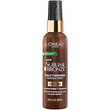 LOreal Paris Sublime Bronze Self Tanning Facial Mist, Water-Based Formula, Coconut Water & Vitamin E, 3 fl. Oz