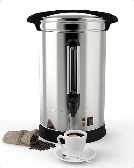 Coffee Urn 120 Cup, 18L4.8Gal Hot Beverage Dispenser, 304 Stainless Steel Coffee Dispenser Removable Filter for Easy Cleanup
