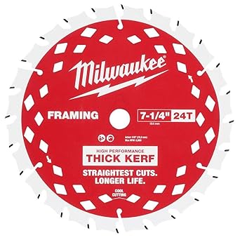 Milwaukee Electric - منشار دائري بإطار KERF بسمك 24T مقاس 7-1/4 بوصة BLA