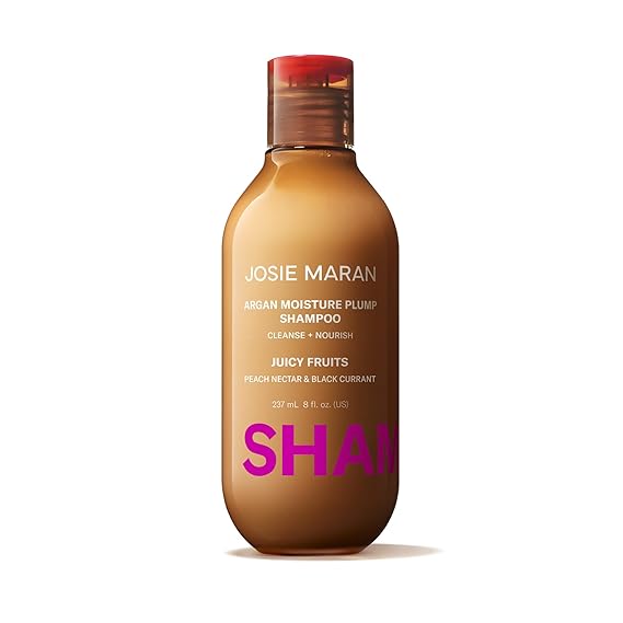 شامبو Josie Maran Argan Moisture Plump Hair - شامبو زيت الأرغان المرطب والمتضخم - يقوي ويصلح ويخفف الشعر للجسم واللمعان - يساعد على تقليل التشققات - الفواكه العصيرية (8 Fl Oz)