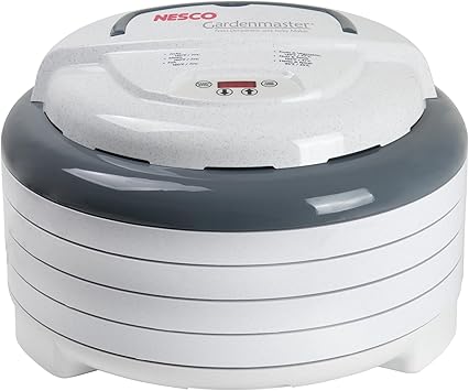 مجفف الطعام NESCO FD1040 Gardenmaster Digital Pro 4 Tray لحفظ الطعام في المنزل، مجفف كهربائي أبيض بسعة صينية قابلة للتوسيع