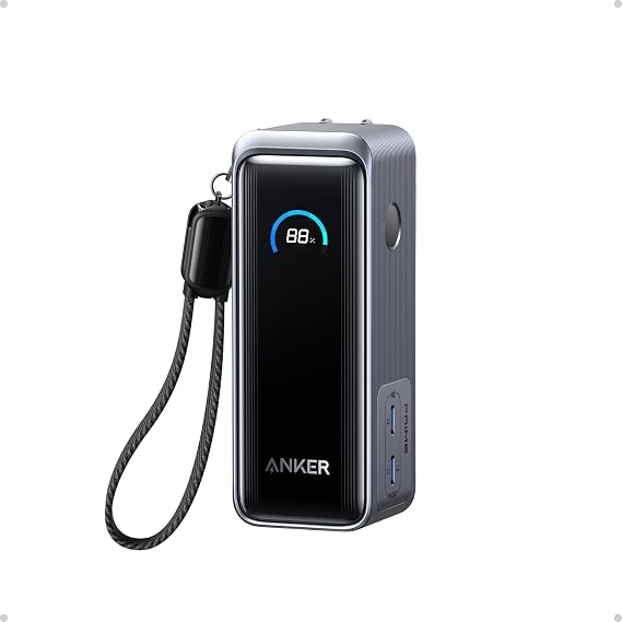 بنك الطاقة Anker Prime، حزمة بطارية 9600 مللي أمبير مع شاحن حائط بقوة 65 وات، يدعم PD 3.0 وPPS، شحن سريع بقوة 30 وات، شاحن محمول أنيق لجهاز MacBook Pro، سلسلة iPhone 17/16، Galaxy، iPad