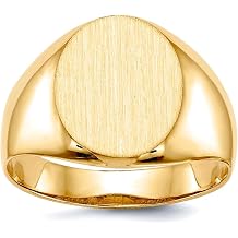 JewelryWeb 14k Yellow Gold Solid Brushed Polished Mens Signet Ring Size 10 Ring for Men