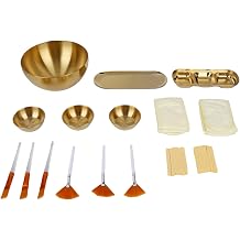 ZJchao Esthetician Supplies Facial Kit, 26Pcs Facial Mask Care Bowl Tool Set Gold Stainless Steel Mixing Bowls Brushes Sponges Headbands Tray for Home Salon Spa Skincare Use
