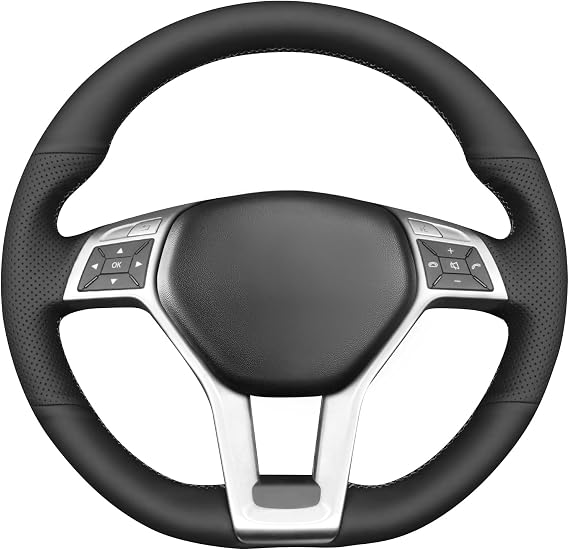 MEWANT Hand Sewn Car Steering Wheel Cover Wrap for Mercedes-Benz C-Class W204/E-Class W212 2012-2015/CLS-Class C218/GLA 45 AMG X156/SL-Class R231/SLK-Class R172 2012-2016