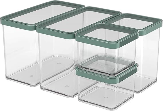 Rotho Loft Set of storage tins 5 pcs. LOFT, Plastic (PP) BPA-free, transparent, (32.3 x 22.3 x 16.6 cm)
