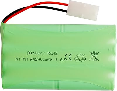 بطارية 9.6V 2400mAh AA NiMH بطارية قابلة للشحن مع قابس موصل Tamiya قياسي لخزان شاحنة RC للسيارات والمركبات 9.6V