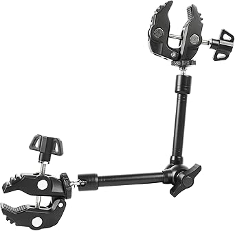 PellKing Magic Arm Clamp Kit, Camera Mount Articulating Friction Arm w 2 Pcs Super Clamp, w 1/4"-20 Screw and Thread Hole, for Camera, Light, Monitor, Webcam or Action Camera 2kg, for Table, Tube