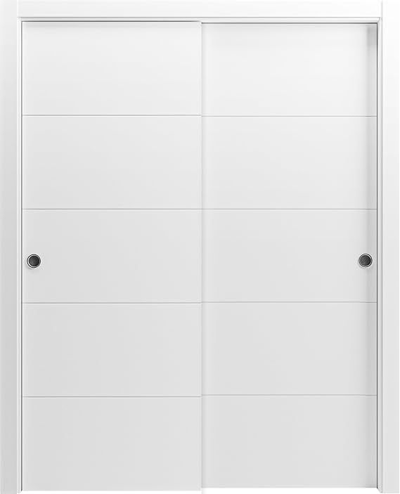 باب خزانة منزلق SARTODOORS Planum 0770 أبواب داخلية جانبية، بدون زجاج، خشب صلب، 36x80، أبيض، أجهزة على الطراز الحديث متضمنة
