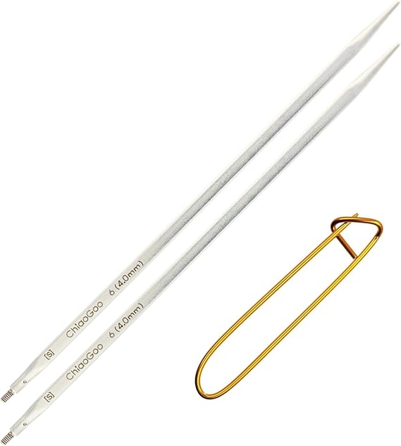 ChiaoGoo Quads 4 in. (10cm) US 6 (4 mm) Interchangeable Circular Knitting Needle Tips Stainless Steel [S] (uses Small Cables) with Stitch Holder