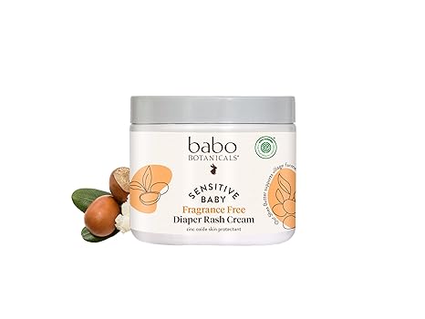 Babo Botanicals كريم حفاضات خالٍ من العطور للأطفال - 25٪ أكسيد الزنك الطبيعي - آذريون ، زبدة الشيا والكاكاو - EWG Verified - نباتي - منذ الولادة - 6 أونصة جار