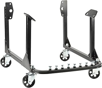 JEGS Rolling Engine Cradle | Chevy Small Block and Big Block | Steel Construction | Black Powder Coat | 3in.Heavy Duty Steel Wheels | 750 LBS Capacity | Storage Hardware Included | Easy Assembly