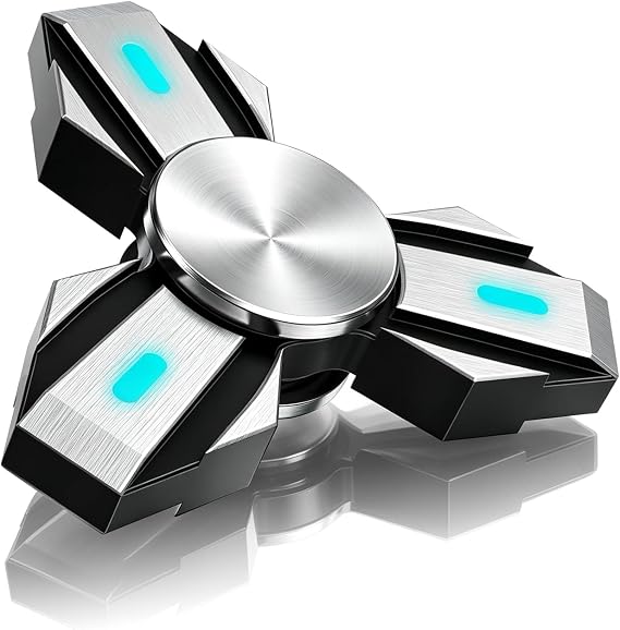 ATESSON Light Up Fidget Spinner Metal Fidget Toys for Adults Kids Stainless Steel Bearing Long Spin Time Quiet and Smooth, Stress Relief Anxiety ADHD Fidget Spinners Toy with Fluorescent