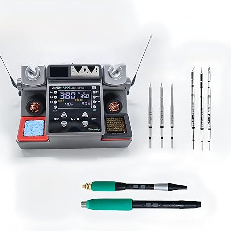 AIFEN A902 Soldering Station C115 C210 C245 Double Station Welding Rework Station for Cell-Phone PCB IC Repair Solder Tools(A902 245+210+6tips)