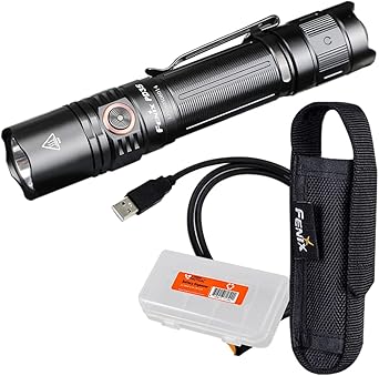 مصباح يدوي تكتيكي قابل لإعادة الشحن Fenix PD35 v3.0، 1700 لومن EDC مع منظم أسود