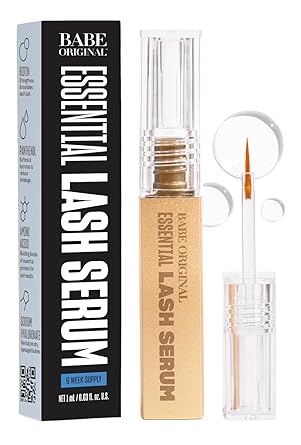 Babe Original Lash Serum - رموش أكمل وأطول مظهرًا، علاج متقدم لتعزيز الرموش للرموش الطبيعية، وصلات وحواجب، نباتية وخالية من القسوة