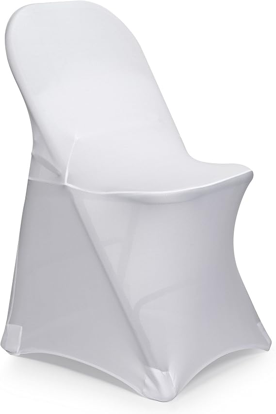أغطية Lann's Linens 10 قطع كرسي Spandex الأبيض القابل للطي لحفلات الزفاف والحفلات والمآدب