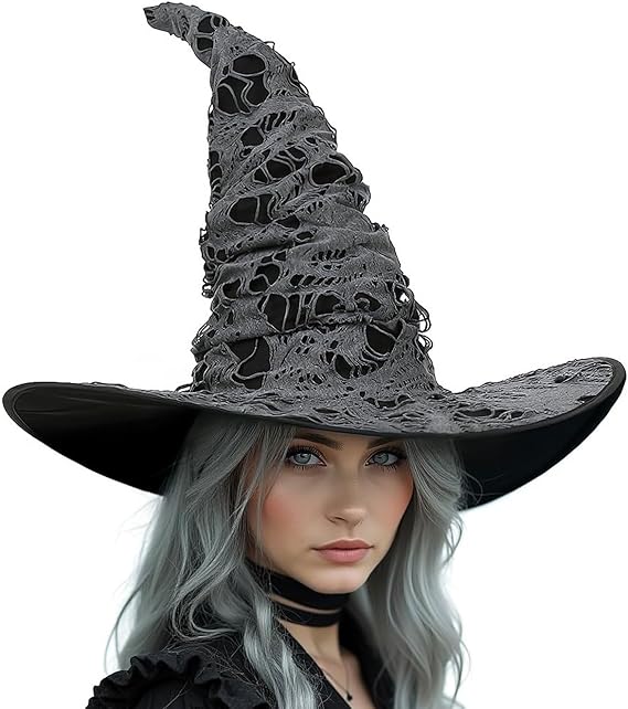 HOMELEX Wicked Witch Hat Broken Holes Adult Witches Hat Halloween Costume Accessory