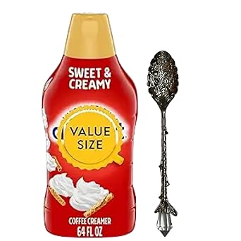 Dumbass Coffee International-Delight Liquid Coffee Creamer, 64 fl oz Bottle of Creamy Smooth Delightful Coffee Creamer and Gem Spoon (Sweet & Creamy) Gem Spoon