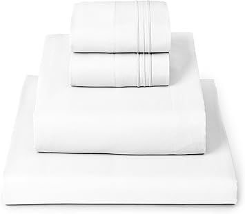Mellanni مجموعة أوراق كاملة - 4 PC Iconic Collection Bedding - فندق فاخر، ناعم للغاية، ملاءات سرير التبريد - التجاعيد، تتلاشى، مقاومة للبقع (كامل، أبيض)