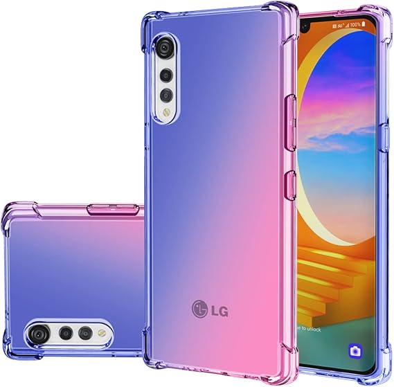 حافظة لطيفة لهاتف LG Velvet 5G LM-G900، غطاء هاتف TPU ناعم ونحيف ومتدرج مضاد للخدش، حافظة واقية مقاومة للصدمات لهاتف LG Velvet (أزرق/وردي)