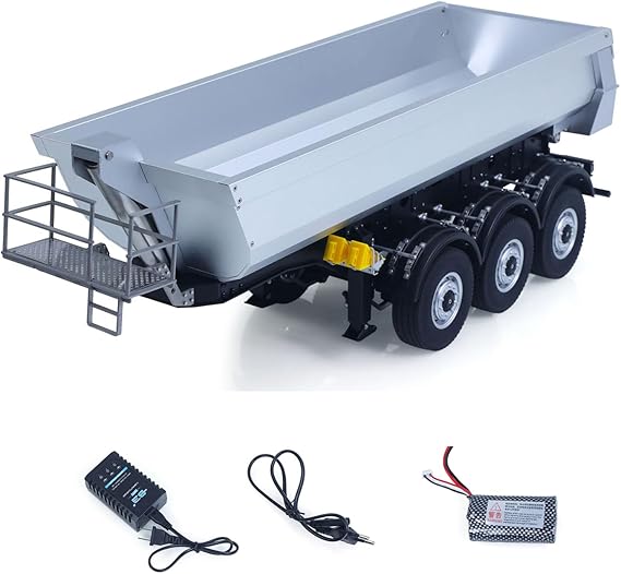 TOUCAN RC HOBBY US in Stock 26.1Inches KABOLITE 1/14 Metal Radio Control Semi Trailer Dumper Electric Lifting for RC Tractor Truck SC 770S Light Support Leg
