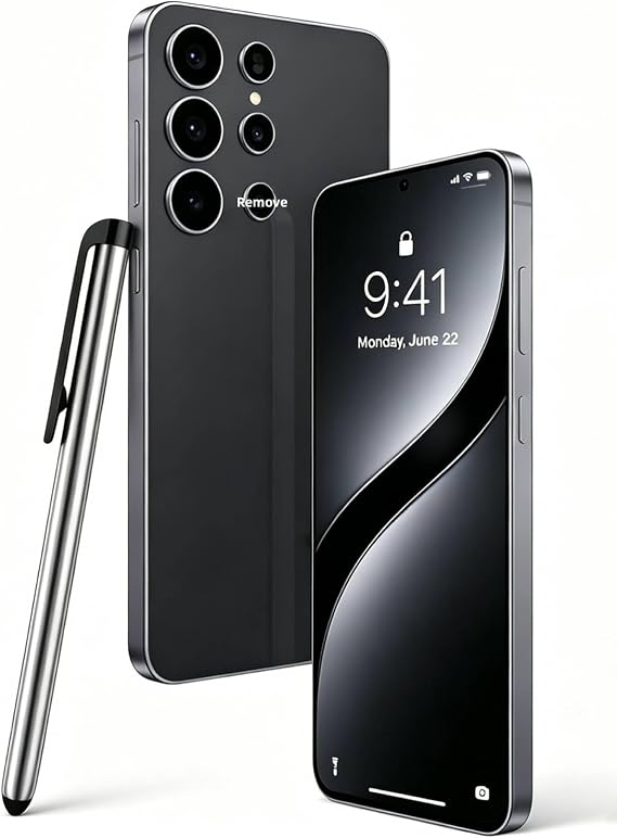 Unlocked Phones C24 Ultra 6.3" FHD Smart Phone, 128GB+4GB Unlocked Android Phones, 6800mAh Battery Cell Phone, Android 14, 72MP Camera, 5G/Dual SIM/Face ID/GPS (Black)