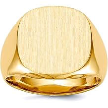JewelryWeb 14k Yellow Gold Solid Back Mens Signet Ring Size 10 Ring for Men
