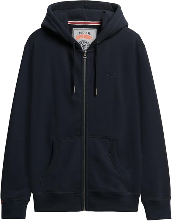 هودي بسحاب بشعار أساسي للرجال من Superdry، رمادي فارسيتي جريندل