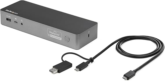 USB-C / USB-A Hybrid Docking Station for MacBook Pro / Air M1 M2 M3 M4 & Windows, Universal Dual 4K 60Hz HDMI DP Dock, Thunderbolt Compatible, 60W Laptop Charging