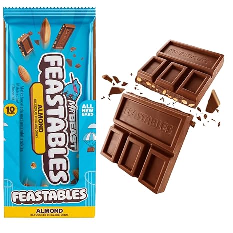 Feastables Chocolate Bars (10 x 60g) - The Chocolate Gift for the Real Beast (Pack of 10 Almond)