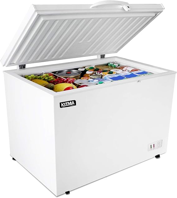 فريزر الصدر العلوي التجاري - كيتما 15.9 Cu. فريزر Ft Deep Ice Cream مع سلالتي تخزين ، ترموستات قابل للتعديل ، قفل ، رولرز ، أبيض