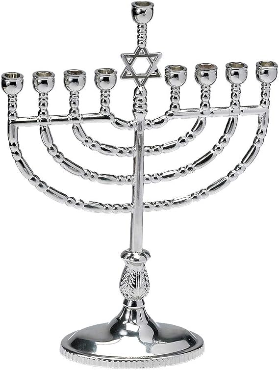 Rite Lite Hanukkah Silver Menorah - Modern & Polished Chanukah Menorah Jewish Holiday Party تفضل الديكورات Judaica Festival of Lights