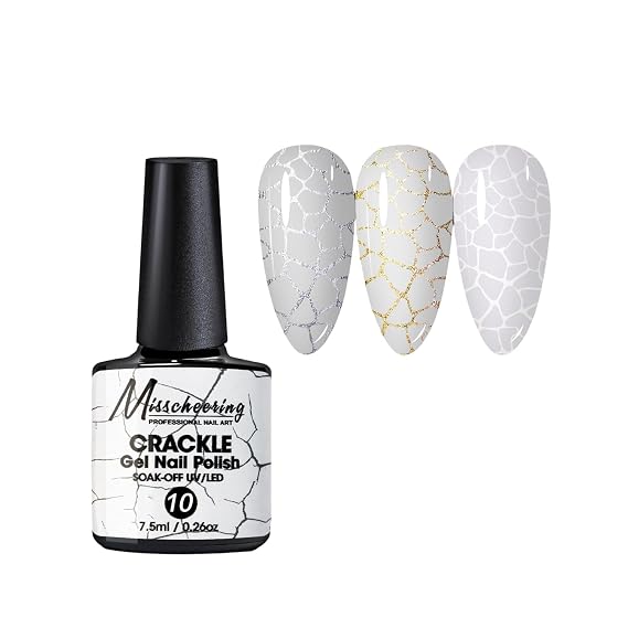 Milky White Magic Crackle Gel Polish, Sheer White Long-lasting Air Dry UV LED Soak Off Nail Art for Home Salon Women Gift (10, 7.5ml)