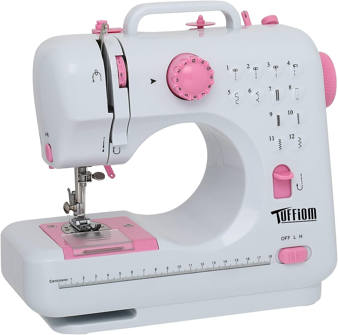 TUFFIOM Electric Sewing Machine, Mini Portable Electric Household Sewing Machine 12 Built-in Stitches 2 Speed for Beginners with Foot Pedal & Built-in LED light